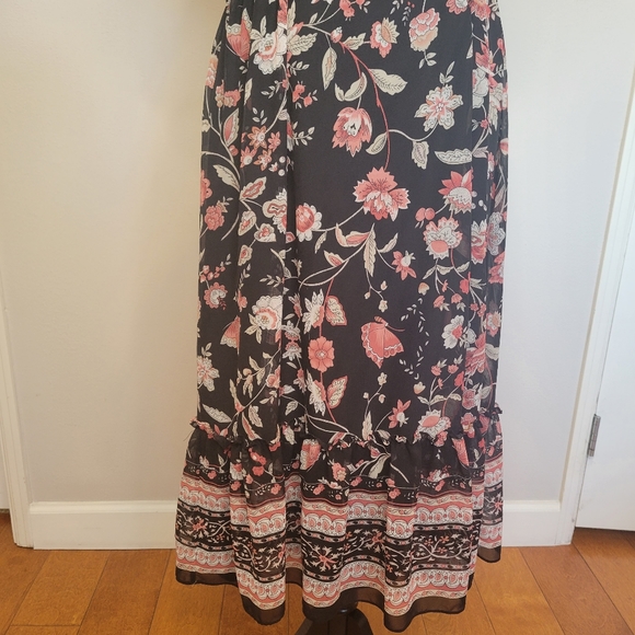 Max Studio Women's Pink and Black Flutter Sleeve Floral Midi Dress size M - Picture 4 of 15